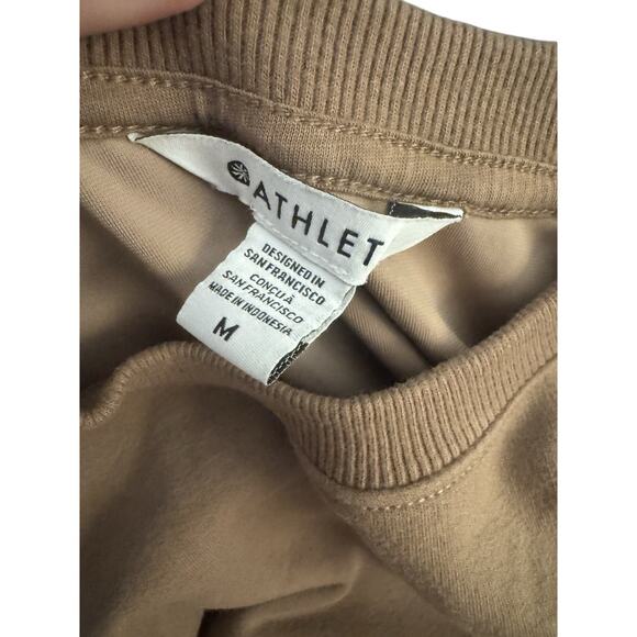 ATHLETA Retroplush Velvet Womens Medium Crewneck Sweatshirt Side Snaps Brown - Picture 5 of 10